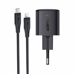 Acefast A118 30W GaN USB-C tinklo įkroviklis su 1.2m USB-C į Lightning laidu - juodas