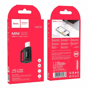 Adapteris Hoco (UA31E) iš USB-C į Lightning (OTG) juodas