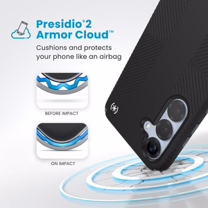 Speck Presidio2 Grip case for Samsung Galaxy S25+ / S24+, Black / Slate Grey