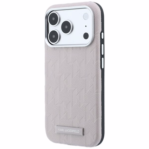 Karl Lagerfeld Grained Mono Resin Logo MagSafe dėklas, skirtas iPhone 17 Pro / 18 Pro – spalva: rožinė