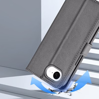 Dux Ducis Lawa iPhone 16e odinis dėklas su nuimama magnetine pinigine - pilkas