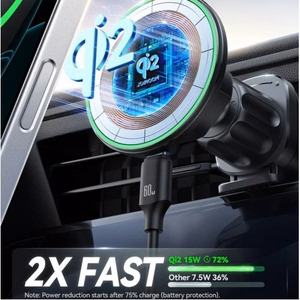 Automobilinis laikiklis Joyroom JR-ZS214 Qi2 juodas belaidis krovimas 15W magnetinis / oro ventiliacijos grotelės