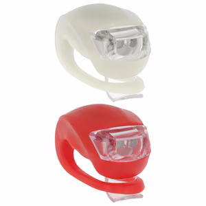Setty dviračių žibintų silikono rinkinys priekinis baltas + galinis raudonas LR-01