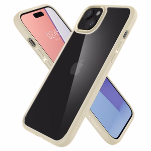 Spigen Crystal Hybrid dėklas telefonui iPhone 15 Plus - skaidri smėlinis