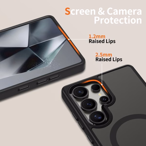 Tech-Protect MagMat MagSafe dėklas telefonui Samsung Galaxy S25 Ultra - skaidrus juodas