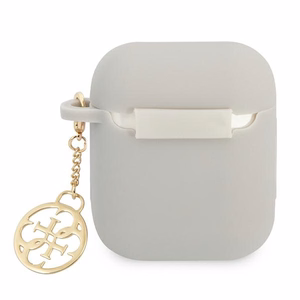 Guess GUA2LSC4EG AirPods dėklas pilkas silikoninis žavesio 4G kolekcija