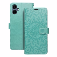 MEZZO knygos tipo dėklas telefonui SAMSUNG A06 su mandalos raštu, žalios spalvos