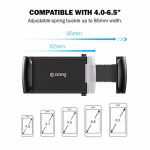 Crong Universal Smart automobilinis telefono laikiklis 4–6.5" telefonams, juodas