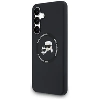 Karl Lagerfeld Silicone Karl & Choupette Heads MagSafe deklas Samsung Galaxy S25 FE - juodas