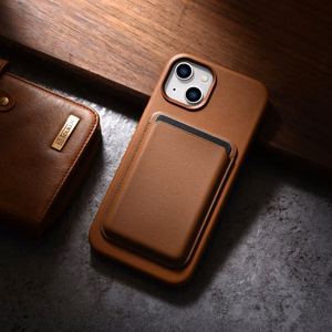 iCarer Dėklas Odinis viršelis iPhone 14 Plus rudas (suderinamas su MagSafe)