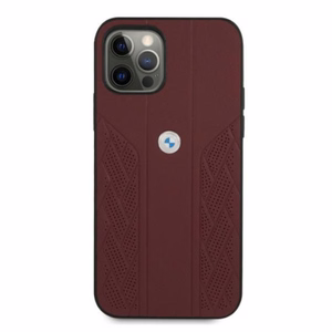 BMW Odinis išlenktas perforuotas dėklas iPhone 12 / iPhone 12 Pro - raudonas