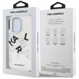 Karl Lagerfeld IML eskizuota grafika dėklas telefonui iPhone 16 Pro - skaidrus