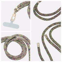 SWING (8mm) Telefono dirželis, Telefono pakabukas su reguliuojamu ilgiu / virvės ilgis 165cm (maks. 82.5cm kilpoje) / ant peties arba kaklo - pilkai žalia-rožinė