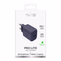 "Puro Pro Lite" 30 W USB-C sieninis įkroviklis - pilkas