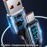 USAMS pintas laidas U78 USB-C 1,2m LED 6A greitas įkrovimas juodas SJ544USB01 (US-SJ544)