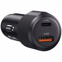 Automobilinis įkroviklis USAMS YT Series CC283 60W 1xUSB-A 1xUSB-C juodas