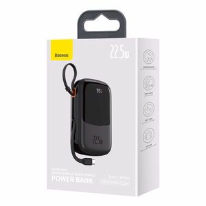 Baseus išorinė baterija 20000mAh Qpow Pro - USB + Type C - PD 22,5W su Type C kabeliu (PPQD060301) juoda