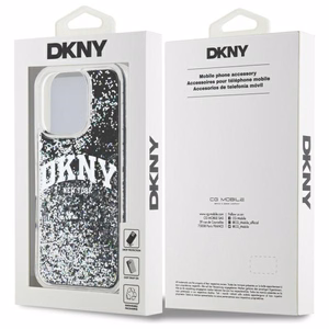 DKNY DKHCP16XLBNAEK iPhone 16 Pro Max 6.9" juodas/juodas kietas dėklas su skystu blizgučiu arkos logotipu