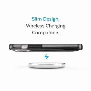Speck Presidio Perfect-Clear with Impact Geometry case for iPhone 15 Plus / 14 Plus, with Microban antimicrobial protection, Clear / Black