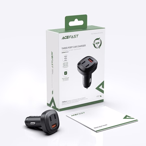 Acefast automobilinis įkroviklis 66W 2x USB Type C / USB, PPS, Power Delivery, Quick Charge 4.0, AFC, FCP, SCP juodas (B3 juodas)