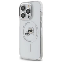 Karl Lagerfeld IML Metal Karl & Choupette Head MagSafe Dėklas telefonui iPhone 14 Pro - baltas