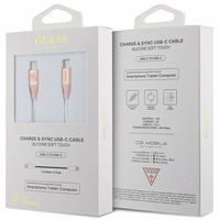"Guess Ebossed" logotipas USB-C / USB-C kabelis 1,5 m greito įkrovimo - rožinis