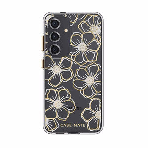 Case-Mate Floral Gems dėklas, skirtas Samsung Galaxy S24, aukso spalvos