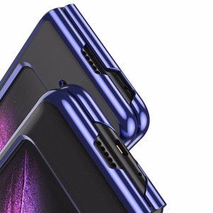 Plating dėklas kietas dėklas su elektroplokštės rėmeliu Samsung Galaxy Fold mėlynas
