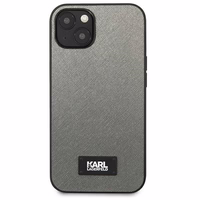 Karl Lagerfeld KLHCP13SSFMP2DG iPhone 13 mini 5,4 "sidabrinis kietas dėklas Saffiano Plaque