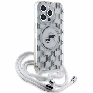 Karl Lagerfeld IML Crossbody Monograma Karl & Choupette Head Magnetinis dėklas telefonui iPhone 15 Pro Max - permatomas