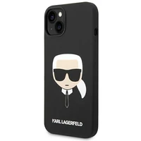 KARL LAGERFELD KLHCP14SSLKHBK IPHONE 14/15/13 6.1 "DĖKLAS JUODAS / JUODAS SILIKONINIS KARL`S HEAD