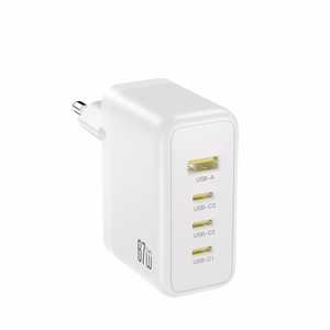 XO CE39 PD 67W sieninis įkroviklis, 3x USB-C, 1x USB, baltas