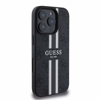 Guess 4G Spausdintų juostų MagSafe dėklas telefonui iPhone 16 Pro - juodas