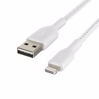 USB kabelis Belkin Boost Charge Braided USB-A to Lightning 1.0m baltas