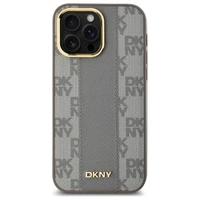 DKNY Odinis languotas mono raštas Magnetinis dėklas telefonui iPhone 14 Pro Max - smėlio spalvos