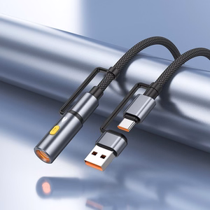 Laidas All-in-one USB A / USB C į USB C / Automobilinė cigarečių degiklė Hoco 3A 60W 1,2 m U138 juodas
