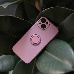 Dėklas telefonui su piršto laikikliu iPhone 15 Pro 6,1" šviesiai violetinės spalvos