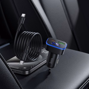 Car charger Hoco USB A + USB C PD QC3.0 48W + cable USB C to C Z63B black