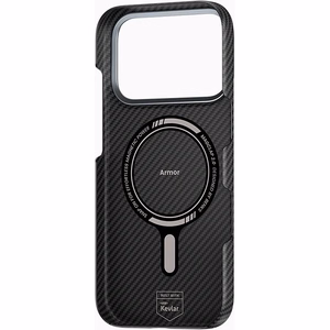 Juodas „Benks Magnetic Armor Air 600D“ kevlaro dėklas su metaliniu rėmeliu (C.K.FL.AP.BK.A072), skirtas iPhone 18 Pro / iPhone 17 Pro