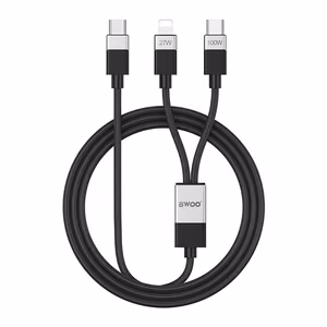 USB kabelis Bwoo (X306) 2in1 USB-C į (1 x USB-C ; 1 x lightning) 1m juodas