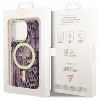 Guess GUHMP14XHLEOPWP iPhone 14 Pro Max 6.7" rožinis kietas dėklas Leopard Magnetinis
