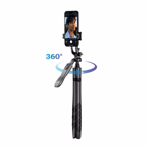Crong SelfieGo Ultra aliumininė Bluetooth asmenukių lazda ir trikojis, juoda