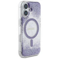 Guess HC Resin Bottom Glitter Magnētinis dėklas iPhone 16 - violetinis