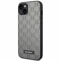 Karl Lagerfeld KLHCP14MSAKLHPG iPhone 14 Plus 6.7 "kietas dėklas pilkas / pilkas Saffiano Mono Metalinis Logotipas