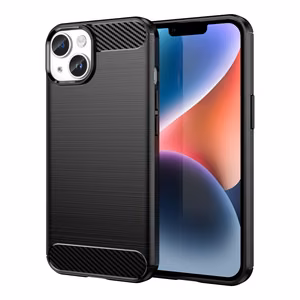 Чехол Carbon для iPhone 14 Plus гибкая гелевая задняя крышка чёрный