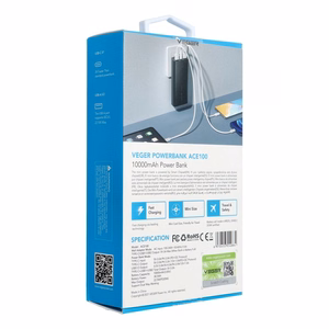 Powerbank Veger ACE100 (W1146) PD QC3.0 20W 10000 mAh juodas