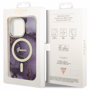 Guess GUHMP14LHTMRSU iPhone 14 Pro 6.1" violetinis/violetinis kietas dėklas Auksinis Marmuras MagSafe