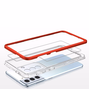 Skaidrus 3in1 dėklas Samsung Galaxy S21 + 5G (S21 Plus 5G) rėmelio gelis raudonas