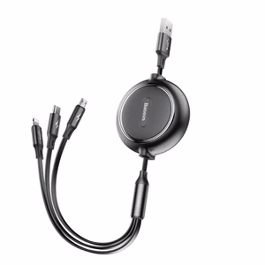 USB laidas Baseus 3in1 juodas 35cm / 120cm