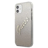 Guess GUHCP12SPCUGLSGO iPhone 12 mini 5.4" auksinis/auksinis kietas dėklas Glitter Gradient Script